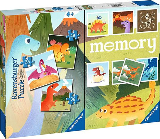 Ravensburger Dinosauri Memory 48 Carte + 3 Puzzle