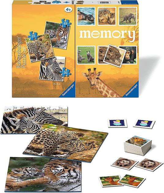 Ravensburger Savana Memory 48 Carte + 3 Puzzle