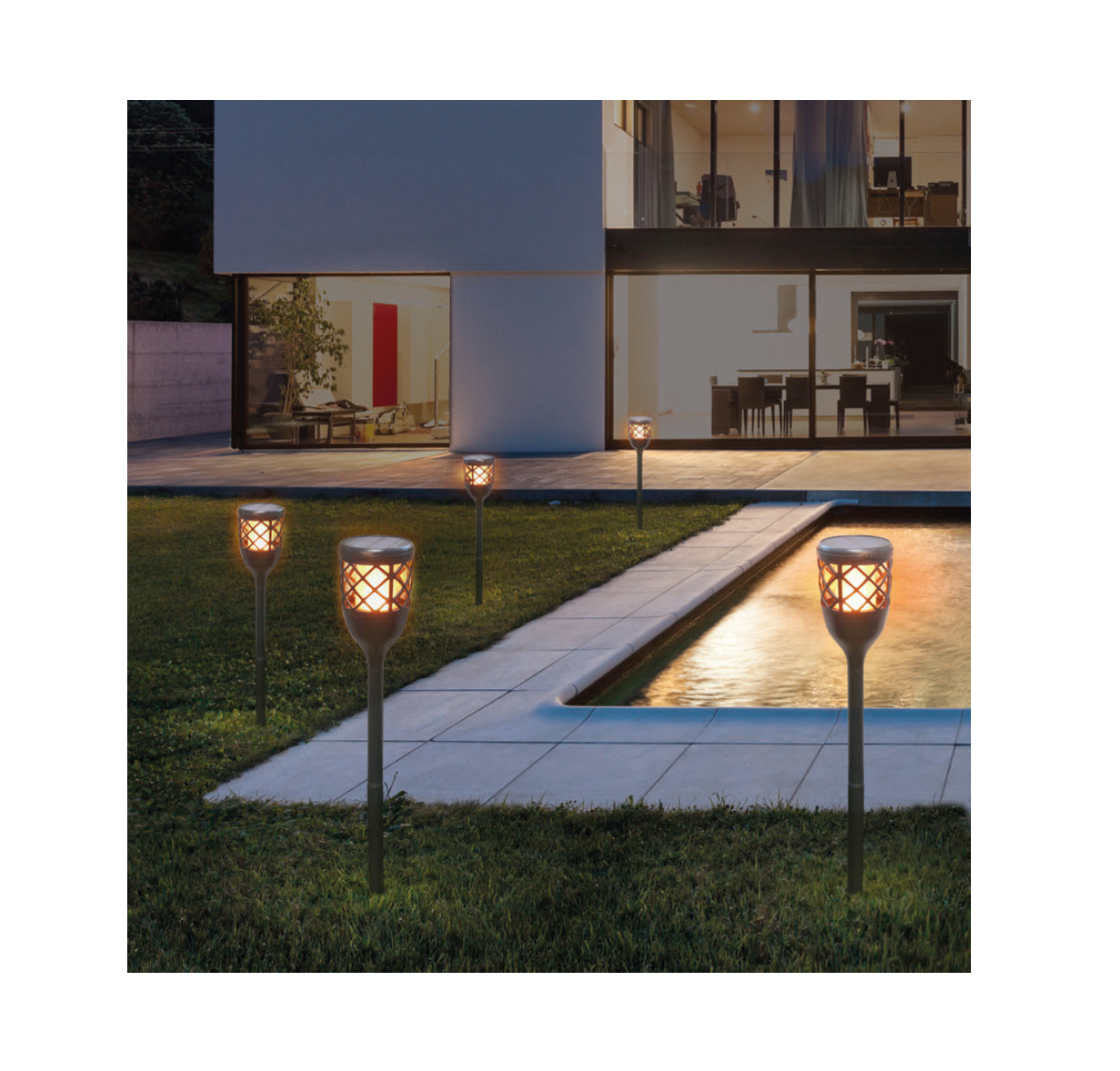 Torcia a led effetto fiamma da esterno a batteria impermeabile
