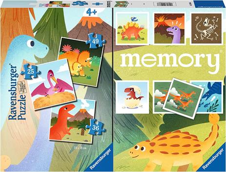 Ravensburger Dinosauri Memory 48 Carte + 3 Puzzle