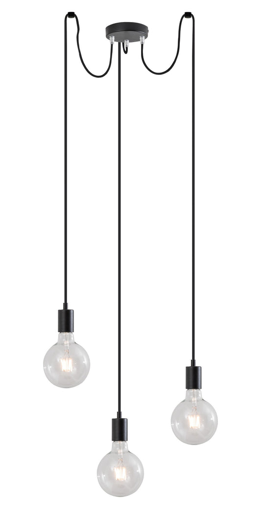ERKEL – SOSPENSIONE E27 NERO 3X75W